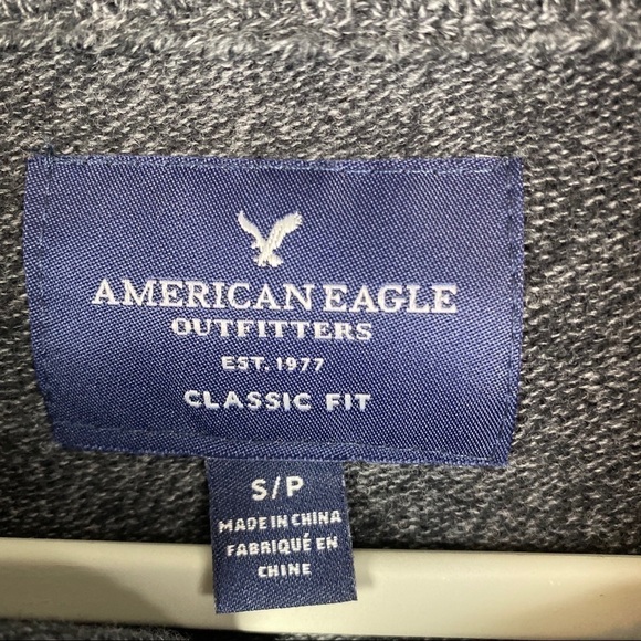 American Eagle Gray Pullover Sweater Men's Small Ribbed Hem & Cuffs Long Sleeve - Picture 2 of 8